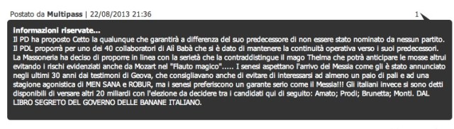 il commento di un lettore