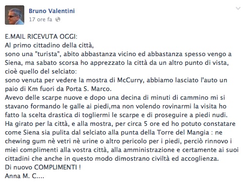 La mail pubblicata dal Sindaco