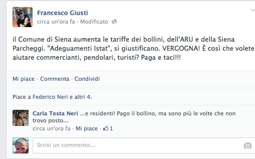 Una dura presa di posizione su facebook